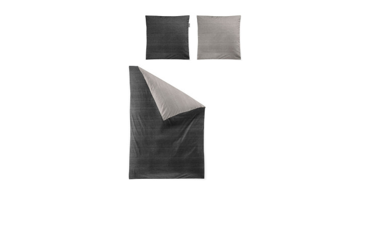 Mako-Satin Bettwäsche in der Größe 135 x 200 cm, in der Farbausfürhugn schwarz / grau