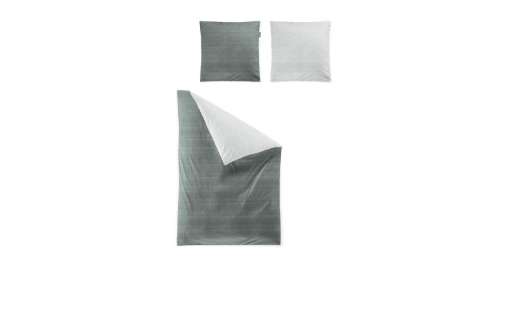 Mako-Satin Bettwäsche in der Größe 135 x 200 cm und in der Farbausführung silber / grün