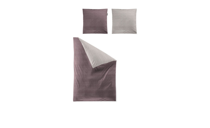 Mako-Satin Bettwäsche in der Größe 155 x 220 cm und in der Farbausführung Lila / grau