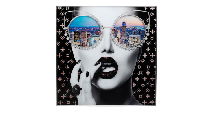 Gerahmtes Bild Cityview 120 x 120 cm, Ausf.: Eine Frau mit einer Sonnenbrille