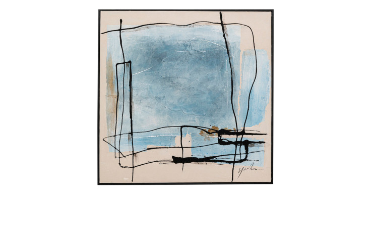 Gerahmtes Bild Dust 100 x 100 cm in Beige / Blau