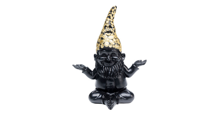 Deko-Zwerg 19 cm in schwarz mit einer goldenen Mütze