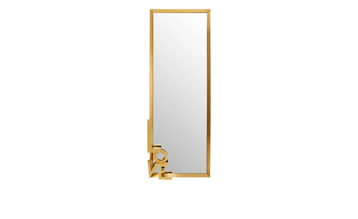 Wandspiegel Love Letters 70 x 200 cm mit einen goldenen Rahmen