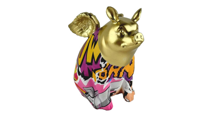 Deko-Schwein Graffitianimal 16 cm in einer bunten Ausführung