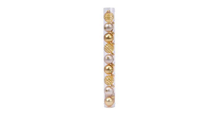 Christbaumkugel-Set 3 cm 9 tlg. in gold.