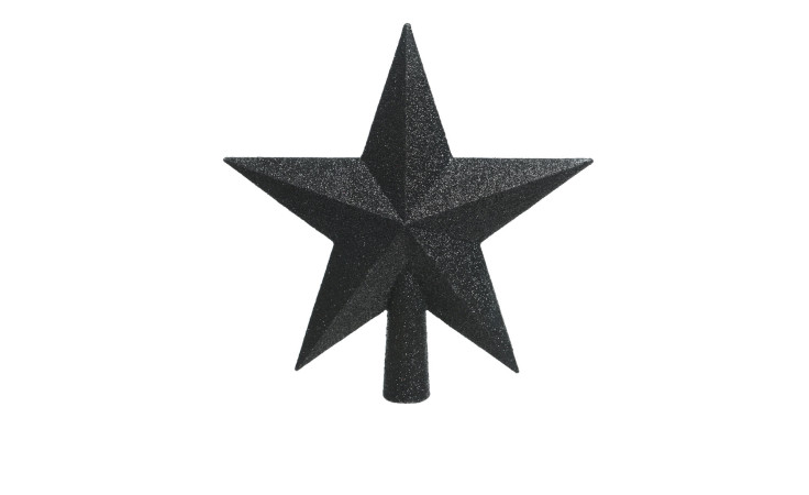 Baumspitze 19 cm in schwarz mit Glitter.