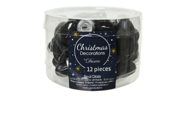 Christbaumanhänger-Set Mini-Sterne 12 tlg. in schwarz matt und glänzend.