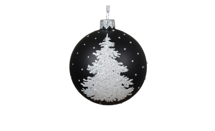 Christbaumkugel Schwarz 8 cm 