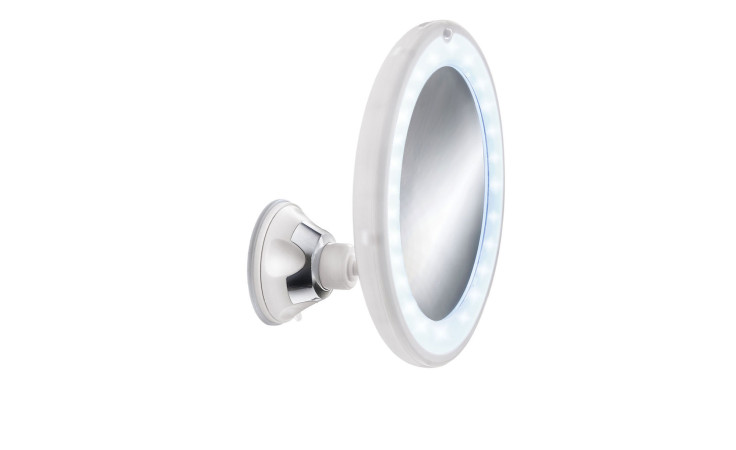 Wandspiegel namens Flexy Light mit schneeweißen Licht. 