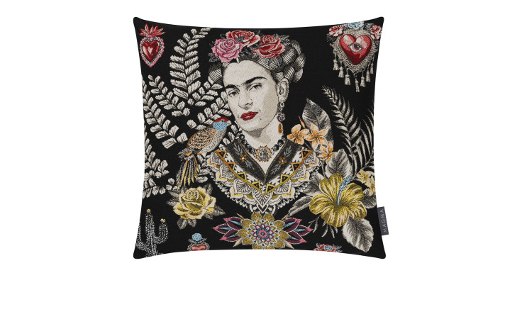Kissenhülle Frida 45 x 45 cm in schwarz.