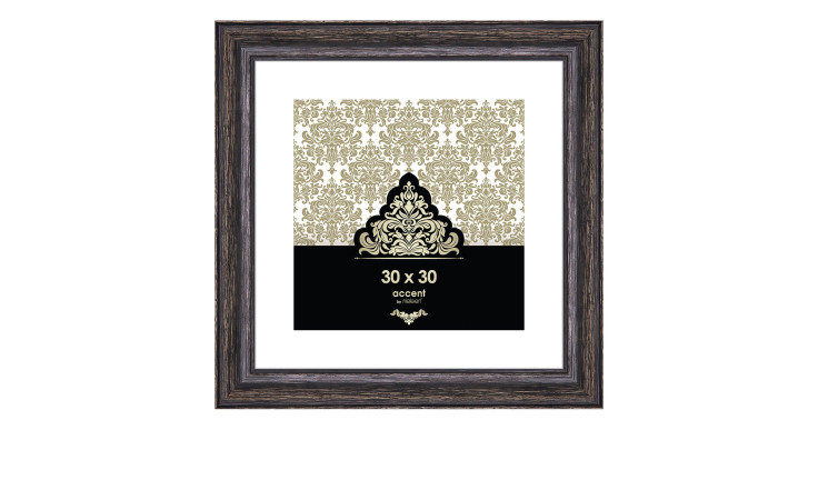 Bilderrahmen Vintage 30 x 30 cm in schwarz mit einem Holzbilderrahmen und transparentem Glas.