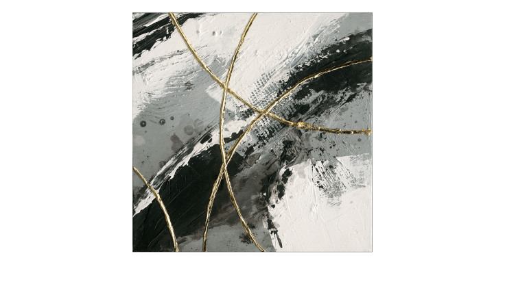 Handpainting Golden Orbits 40 x 40 cm, Abstrakte Kunst