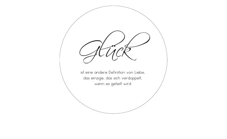 Glasbild Glück mit 30 cm Durchmesser. Glasbild mit dem Thema - Glück.