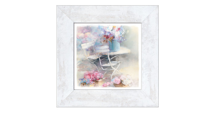 Rahmenbild Sweet Home 44 x 44 cm. Rahmenbild mit dem Thema - Tisch mit Blumen.