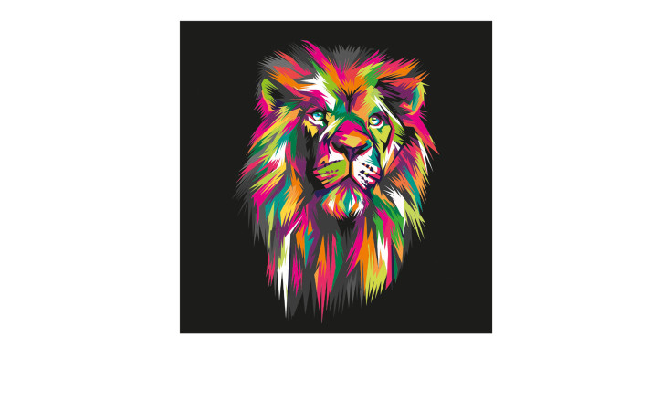 Alubild Colorful Lion Head 98 x 98 cm