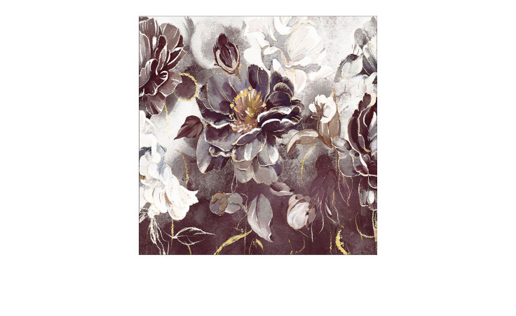Alubild Painted Dark Flowers 98 x 98 cm