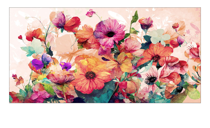 Alubild Watercolor Flowers 50 x 100 cm
