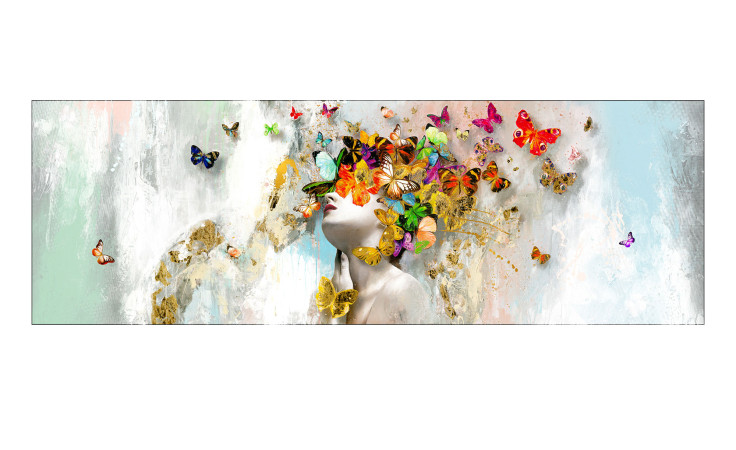 Alubild Butterflies in the Face 50 x 150 cm