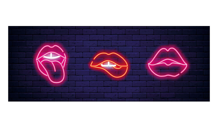 Leinwandbild Neon Lips 30 x 80 cm