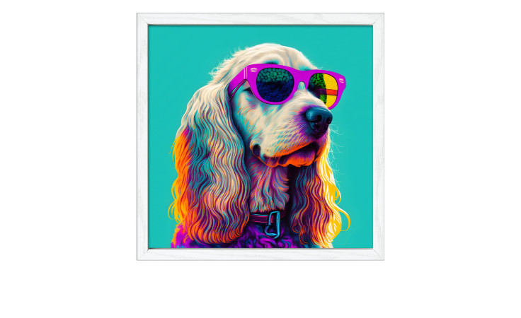 Rahmenbild Dog with Sunglasses 33 x 33 cm