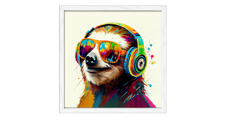 Rahmenbild Animals with Headphones 33 x 33 cm