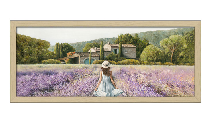 Rahmenbild Durch das Lavendelfeld 60 x 130 cm