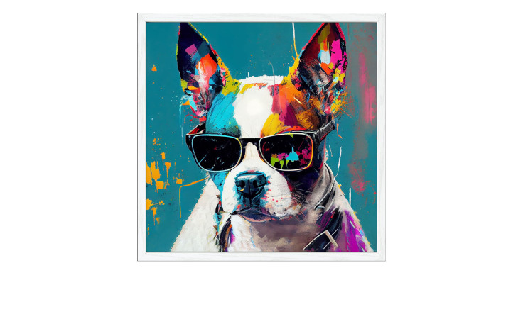 Rahmenbild Dog with Sunglasses 53 x 53