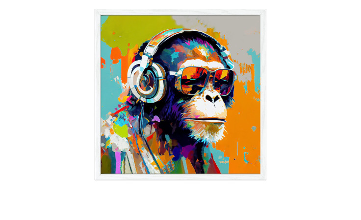 Rahmenbild Amimals with Headphones 53 x 53 cm