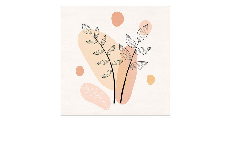 Glasbild Line Art Leaves 20 x 20 cm
