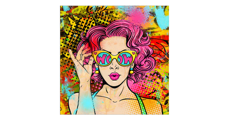 Glasbild Wow 30 x 30 cm
