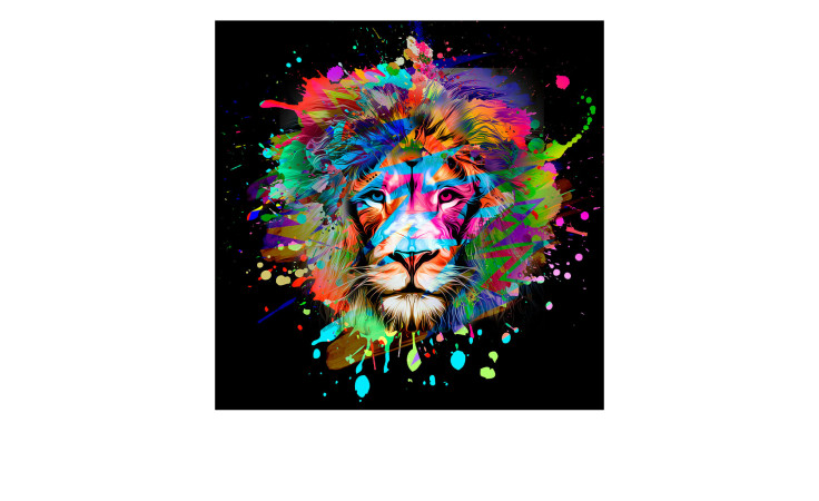Glasbild Colorful Lion Head 30 x 30 cm