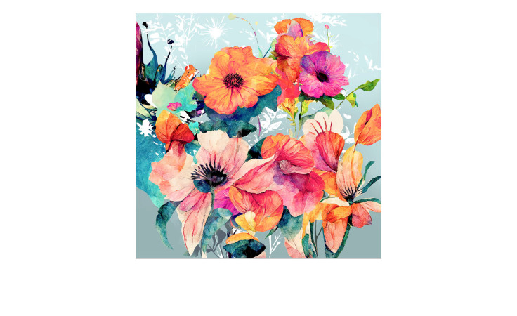 Glasbild Watercolor Flowers 50 x 50 cm