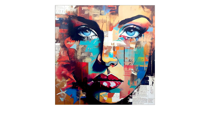 Glasbild Colorful Woman Portrait 50 x 50 cm