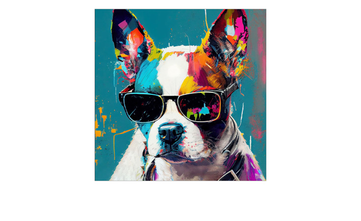 Glasbild Dog with Sunglasses 50 x 50 cm