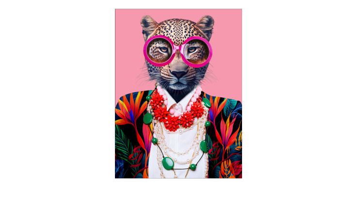 Glasbild Cat with Glasses 60 x 80 cm