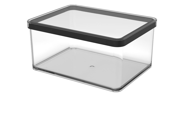 Premium Dose Loft 2,25 l aus transparentem Kunststoff mit schwarzen Absetzungen.