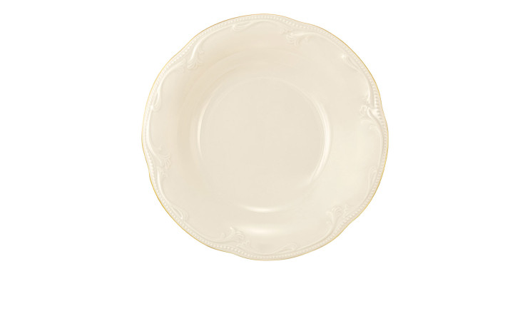 Suppenteller Rubin 22,7 cm aus Porzellan in beige mit goldenem Rand.