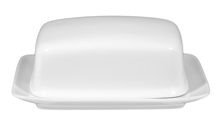 Butterdose Rondo/Liane 250 g aus weißem Porzellan.