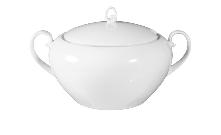 Terrine Rondo/Liane 29,9 cm aus weißem Porzellan.