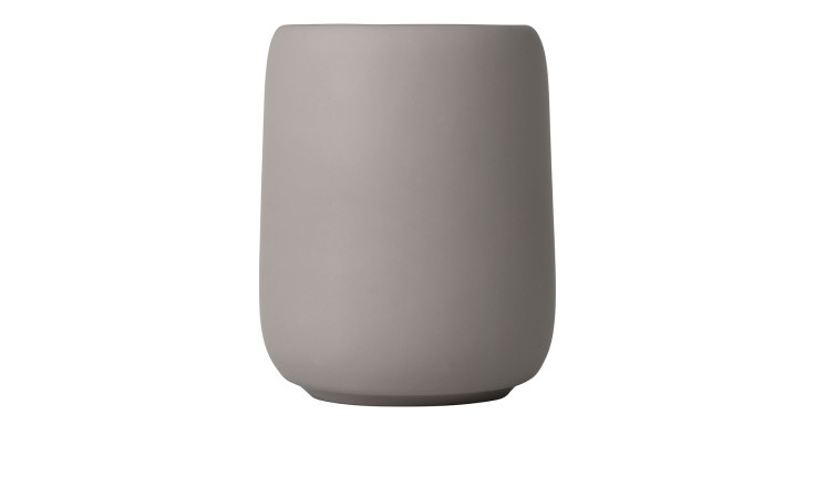 Zahnputzbecher Sono 8,6 cm aus Silikon und Keramik in braun / grau.