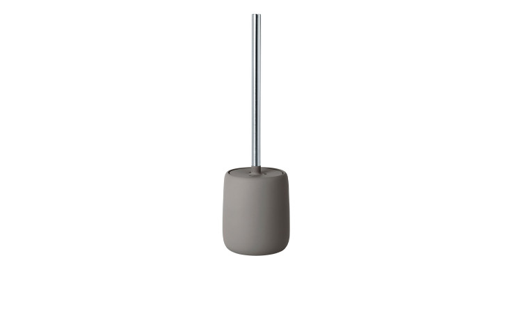 WC-Bürste Sono 39 cm aus Silikon und unststoff in braun / grau und einem silbernen Stiel aus Edelstahl.