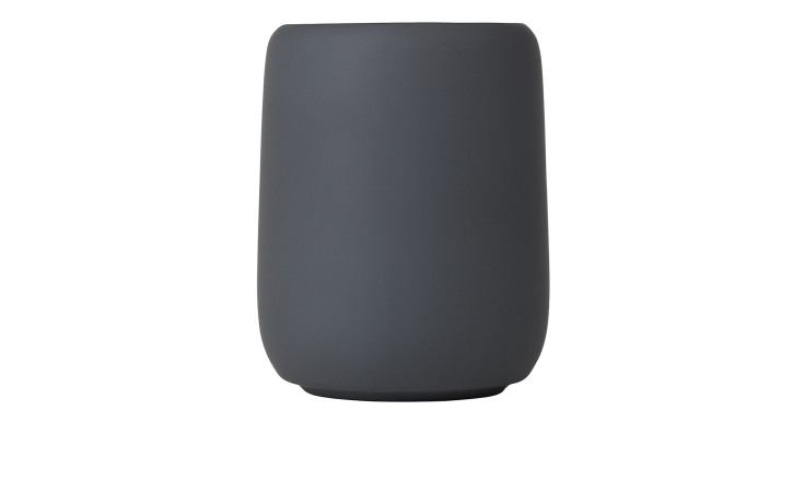 Zahnputzbecher Sono 8,6 cm aus Silikon und Keramik in grau.