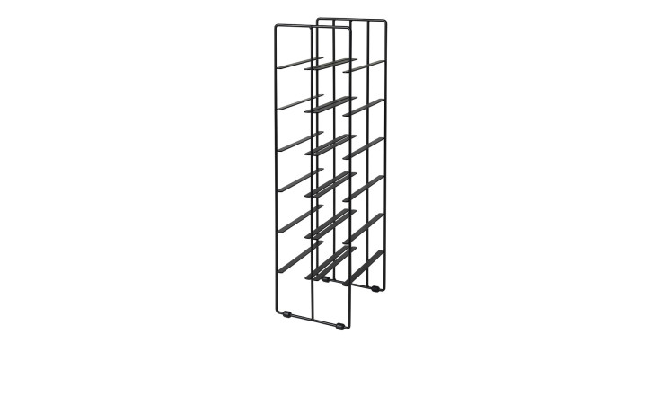 Weinflaschenregal Pilare 66 cm aus Stahl in schwarz mit vier Stützfüßen.