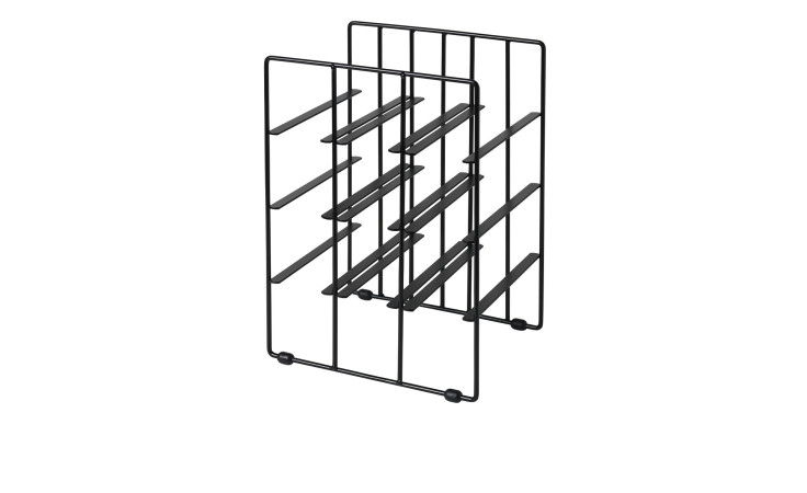 Weinflaschenregal Pilare 21,5 cm aus Stahl in schwarz und vier Stützfüße.