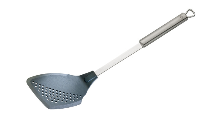 Nylon Pfannenwender aus Edelstahl inn silber, gelocht