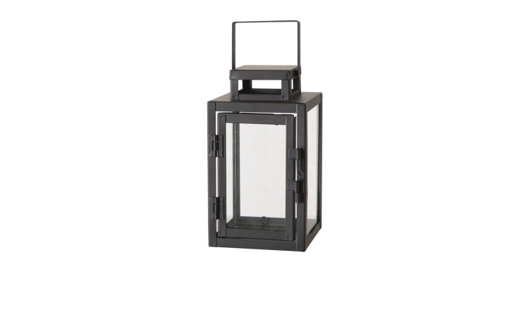 Laterne Malma 15 cm in schwarz aus Eisen, rechteckig