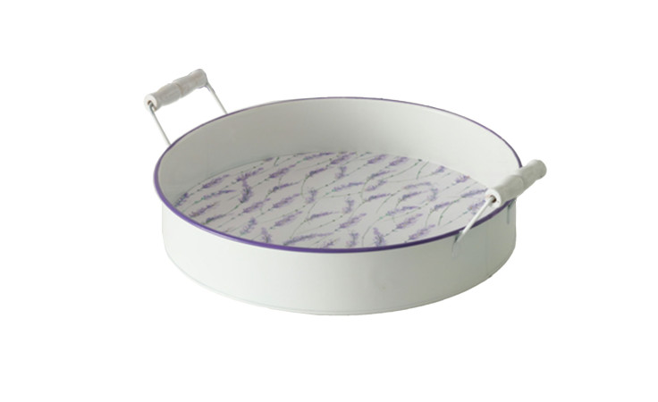 Tablett Lavanda 40 cm mit Griffen, in weiß