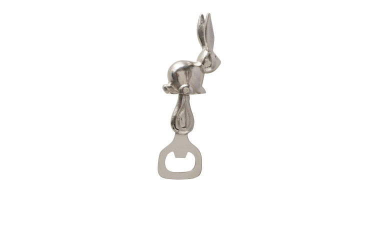 Flaschenöffner Fredolin 16 cm in Hasen-Form, silberfarbig