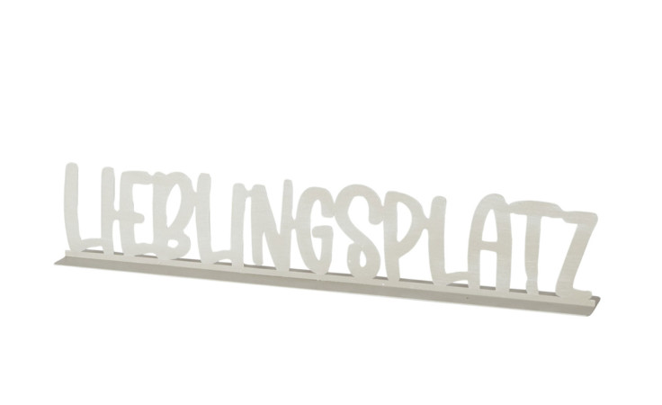 Schriftzug Lieblingsplatz 55 cm in beige aus Eisen