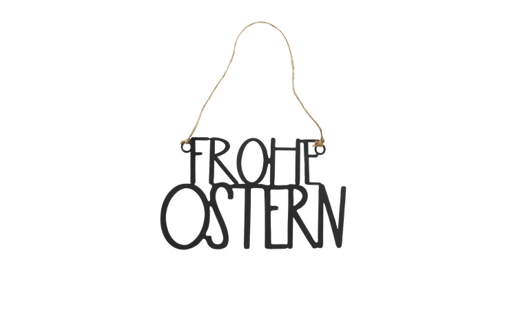 Schild Frohe Ostern 30 x 18 cm aus Eisen in schwarz